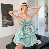 Girlary  party look snspos High end Unique Bow Bud Princess Dresses for Women Summer New Sweet Fairy Sleeveless Loose A-line Short Camisole Dress