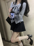 Girlary Preppy Style Women Casual 3 Piece Skirt Set Sweet Vest + Slim Bodycon Elegant Blouse + Office Lady Mini Skirt Korean 2024 Spring