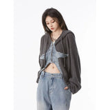 Girlary Y2k Grunge Women's Sweater Zip Up Cardigan Crop Knitwear Star Hooded Hip Hop Kint Autumn Oversize Streetwear Gyaru