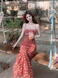 Girlary Summer Sexy Sleeveless Floral Midi Dress Beach Holiday Elegant Slim Party Dress Woman Birthday Casual Korean Fashion Dress Chic