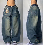 Girlary American Y2K New Fashion Oversized Jeans Women Street Hip Hop Retro Loose Mopping Wide-leg Pants Couples Joker Trend Punk Jeans