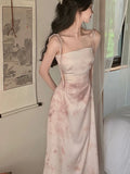 Girlary Summer New Spaghetti Strap Midi Dresses Elegant Wedding Evening Prom Robe Women Sleveless Backless Holiday Beach Vestidos