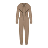 Girlary Autumn Women's Monochrome Long-Sleeved Jumpsuit Solid Color Zip-up Sportswear Female Winter Casual Tracksuit Fashionable Hoodies