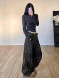 Girlary Y2K New American Fashion Leopard-print Baggy Jeans Men And Women Harajuku Vintage Pocket Overalls Street Wide Leg Casual Pants