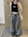 Girlary Sweet Black Women Plaid Pants Coquette Japanese Style Cute Wide Leg Trousers Harajuku Kawaii Palazzo Pants Vintage Y2k