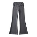 Girlary New High Waisted Button Solid Slim Straight Leg Pants Women Spicy Girl Fashion Casual Versatile Micro Flared Pants