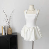 Girlary Kawaii Sweet White Mini Dress Elegant Balletcore Women Korean Y2k Summer Sexy Short Dresses Party Dress French Vintage