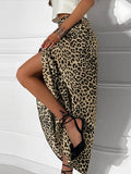 Girlary Sexy Leopard Split Fishtail Skirt Women Vintage Slim High Waist Hip Package Skirts 2024 Spring Summer Elegant Lady Streetwear