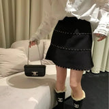 Girlary Korean Style Mini Skirt Women Elegant Sweet Black Short Skirts Sexy Fashion Retro A-line High Waist Skirts Aesthetics