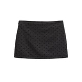 Girlary Black Mini Skirts Women Y2k Clothes Korean Fashion 2024 Summer Low Rise Dots Skirts For Woman Cute Low Waist Skirt With Shorts