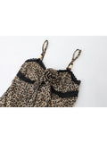 Girlary Summer Women Kpop Gyaru Leopard Print Camisole Japanese Y2k Streetwear Coquette Halter Top 2000s Hot Sexy Crop Top Dark Academia