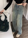 Girlary Y2k Baggy Wide Leg Jeans Women Vintage Streetwear Washed Denim Pants Grunge Basic Slouchy Blue Trousers Femme Autumn