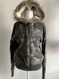 Girlary party look snspos Winter New American Retro Camouflage Fur Collar And Velvet Coat Women's Y2K Harajuku Casual Joker Waist Hot Girl Zipper Hoodie