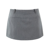 Girlary Y2K Low Waist Mini Skirt With short lining Sexy A-line Package Hips Mini Short Skater Party Femme Gray Black