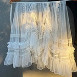 Girlary Lolita Drawstring Doll Feeling Overskirt Mesh Versatile Overlay Layered Lolita Waist Curtain Sheer Cover Up Skirt