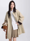 Girlary Fashion Commuting Loose Trench Coat Korean Style Elegant Midi-Length Women's Windbreaker Coat Casual Versatile Jacket Tops