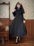 Girlary Lolita AG Little Black Dress Cape + Long Sleeve Long Embroidered Dress