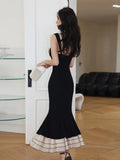 Girlary Spring and Summer New Women's Knitted Sling Hip Dress