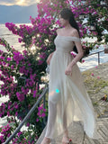 Girlary France Elegant Backless Chiffon Beach Dresses Korean Chic A-line Pink Fairy Dress Summer Casual Vocation Party Club Vestidos