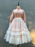 Girlary Lolita Drawstring Doll Feeling Overskirt Mesh Versatile Overlay Layered Lolita Waist Curtain Sheer Cover Up Skirt