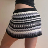 Girlary American Style Knitted Skirt Contrasting Color Lace-Up Striped Printed Hip Skirt Slim Fit Wool Knit Hot Girl Skirt