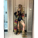 Girlary Colorful Striped Cardigan Mid Length Design Sense Summer New Style Temperament Sweet and Spicy Style Sun Protection Dresses