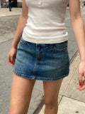 Girlary American Vintage Denim Mini Skirts Women Summer Fashion High Waist Straigth Short Faldas Casual Fashion Streetwear Cotton Skirt