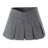 Girlary Spring/summer New High Waisted Pleated Skirt Women's Spicy Girl Solid Color Slim A-line Wrap Hip Short Skirt