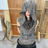 Girlary American Retro Hooded Graphic Tank Tops Grunge Aesthetic Gothic 2000s Clothes Y2k Sleeveless Summer Tops Tanktop Chic