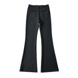 Girlary New High Waisted Button Solid Slim Straight Leg Pants Women Spicy Girl Fashion Casual Versatile Micro Flared Pants