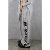 Girlary Oversize Y2k Grey Sweatpants Women Sport Casual Hip Hop Harajuku Pants Baggy Letter Print America Street Summer Trouser