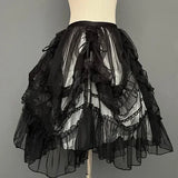 Girlary Lolita Drawstring Doll Feeling Overskirt Mesh Versatile Overlay Layered Lolita Waist Curtain Sheer Cover Up Skirt