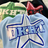 Girlary American Retro Star Print Zipper Hoodies Cardigan Women Y2K New Street Hip Hop Trend Joker Sweatshirt Couple Casual Loose Hoodie