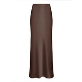 Girlary Satin Bread Hip Fishtail Skirt 2024 New Product Spring Women's High Waist Long Sardine Light Luxury Floor Slim Wrap Hip Skirt