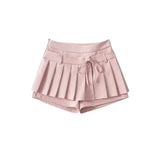 Girlary Y2K Bow Mini Skirts Women Harajuku Korean Black Sexy Pleated Short Skirt Summer Preppy Kawaii Pink High Waist A Line Skirt New