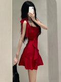 Girlary 2024 Spring Elegant Sexy Dress Women Evning Party Slim Mini Dress Office Lady Casual Outwear Sleeveless Dress Korean Fashion