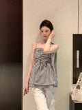 Girlary Basic Striped Vest Sleeveless Daily Spring Summer Women Vintage Sexy Tank Tops Chic Camisole Cozy Preppy Style