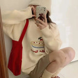 Girlary Rose Pink Pullover Cute Embroidered Outer Wear New Autumn Winter College Style Loose Ins Lazy Style Sweater