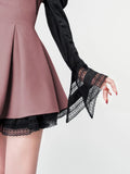 Girlary Sexy Hot Girl Outfits Lace Panel Long Sleeve Pink Mesh Dress Women Summer New Goth Slim Club Party Dresses Women