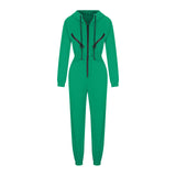 Girlary Autumn Women's Monochrome Long-Sleeved Jumpsuit Solid Color Zip-up Sportswear Female Winter Casual Tracksuit Fashionable Hoodies