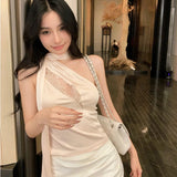 Girlary Sexy Tanks for Women Y2k Crop Tops Bandage Sleeveless Slim Fit Vest Ropa Mujer Lace Patchwork Fashion Party Summer Camis