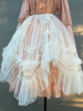 Girlary Lolita Drawstring Doll Feeling Overskirt Mesh Versatile Overlay Layered Lolita Waist Curtain Sheer Cover Up Skirt