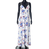 Girlary Elegant Sexy Spaghetti Strap Sleeveless Maxi Dress for Women Fashion Floral Print Holidays Dress Summer Slit Party Dress 2025