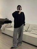 Girlary Hong Kong Style Fashionable Wide Leg Pants Women's Autumn New Loose Casual Slimming Straight Leg Pants Female Clothing