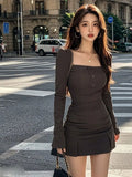 Girlary French Socialite's Small Fragrant Style Dress for Women's Autumn New Style Single Breasted Slimming Dresses Ins Female Clothing