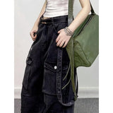 Girlary Y2K Harajuku New Fashion Multi-pocket Baggy Jeans Women High Street Retro Hip Hop Popular Tooling Brand High Waist Wide Leg Pant