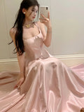 Girlary France Court Style Princess Pink Dresses Women Sleeveless High Waist Evening Party A-line Dress Korean Fashion Summer Prom Robe