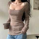 Girlary Spring Retro Sweaters Cashmere Women Solid High Stretch 2024 Minimalist Chic Daily New Casual Gentle Office Lady Tees