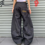 Girlary Harajuku New Fashion Letter Embroidery Stitching Baggy Jeans Women Y2K Gothic Hip Hop Popular Street High Waist Wide Leg Pants