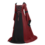 Girlary Women's Halloween Dressing Fashion Big Swing Vintage Long Sleeve Dress Hollow Party Casual Dresses Medieval Cosplay For Women